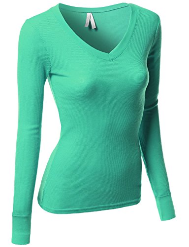 Awesome21 Women's Basic Solid Long Sleeves Thermal Top