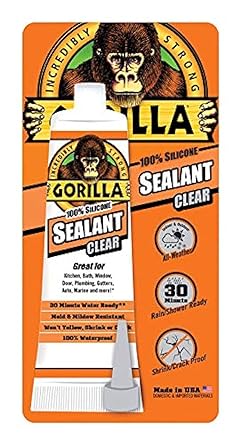 Gorilla Glue 8090002 Silicone Sealant, Clear, 2.8-oz. Tube - Quantity 6