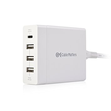 Cable Matters 72W 4-Port USB-C Charger with USB Power Delivery in White