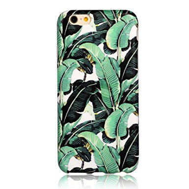 iPhone 6S Case, Leminimo(TM) Anti Shock Design TPU Flexible Case For iPhone 6 6S [4.7 inch Display] - Banana Leave Pattern Slim Fit Snap On Shell Full Protection Case(2016 Summer)