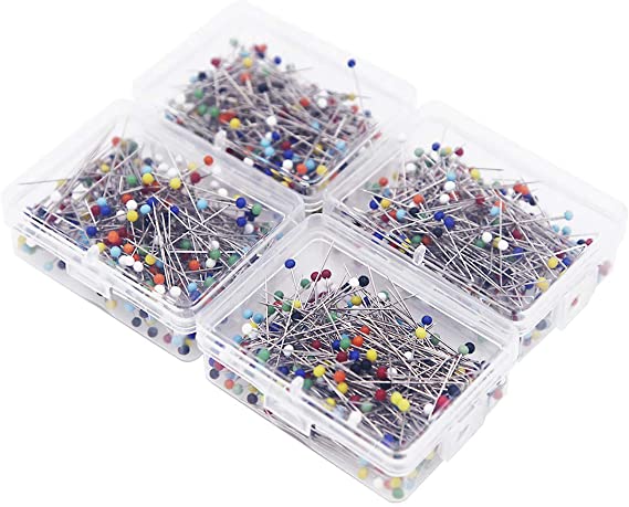 EuTengHao 1000 Pieces Sewing Pins,1.5 Inch Multi-Color Glass Ball Head Pins, Straight Quilting Pins, Drawing Pin with Transparent Box for Dressmaking, Jewelry DIY Design (8 Colors, 38mm)