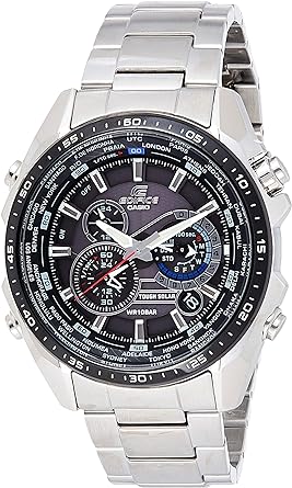 Casio Men's EQS500DB-1A1 Edifice Tough Solar Stainless Steel Multi-Function Watch with Link Bracelet