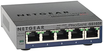 NETGEAR 5-Port Gigabit Ethernet Smart Managed Plus Switch (GS105Ev2) - Desktop, and ProSAFE Lifetime Protection