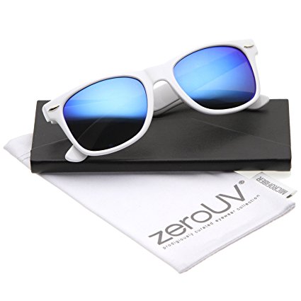 zeroUV - Matte Finish Color Mirror Lens Large Square Horn Rimmed Sunglasses 55mm