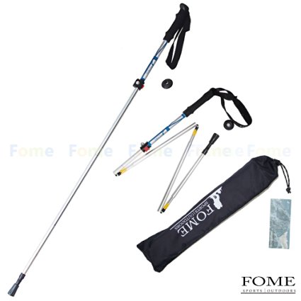 Trekking Poles Collapsible, FOME SPORTS|OUTDOORS Foldable Collapsible Alpenstocks Ultralight Trekking Pole Climbing Stick for Travel Hiking One Year Warranty