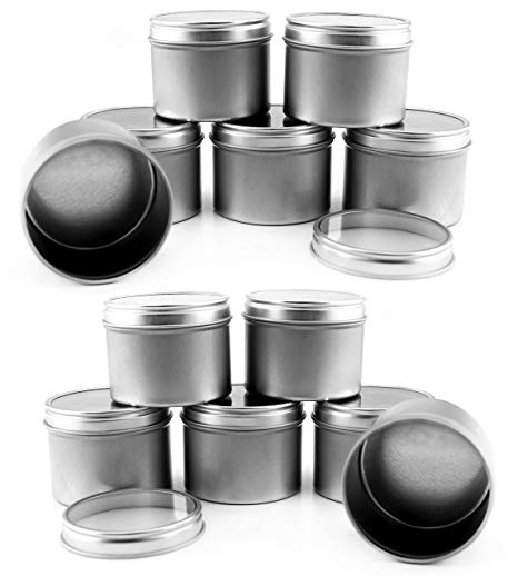 4-Ounce Round Metal Tins w/View Window Lids (12-Pack); Silver Tins w/Clear Lids