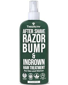 TreeActiv Aftershave Razor Bump & Ingrown Hair Treatment, 8 fl oz, Vegan Razor Bump Solution for Face, Neck, Bikini Area, Legs and Underarms, Use After Shaving, Hair Removal, Waxing, For Men and Women