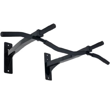 Ultimate Body Press Wall Mount Pull Up Bar with Reversible Risers