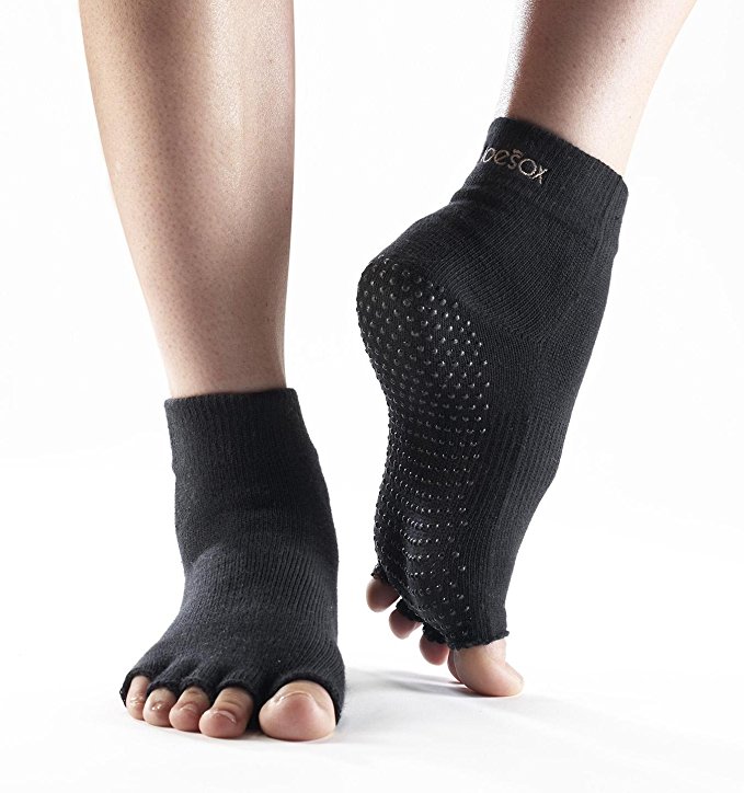 Toesox Women's Ankle Half Toe Grip Non-Slip for Yoga, Pilates, Barre, Ballet Toe Socks