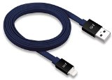 Just Mobile AluCable Flat with Lightning Connector for iPhones iPads and iPods BlackBlue DC-268BL
