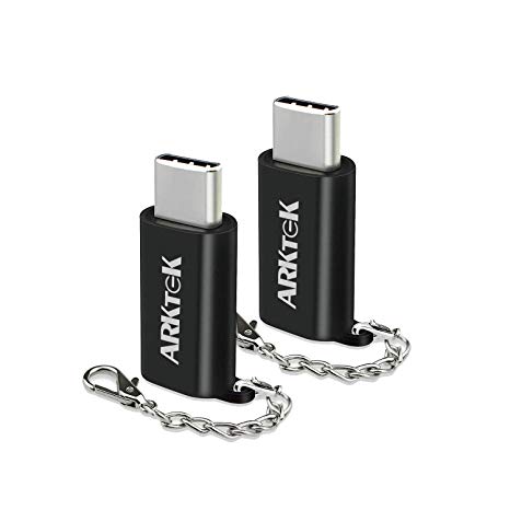 ARKTEK USB-C Adapter with Keychain - i OS Cable (Female) to USB Type C (Male) - Data Sync and Charging Adapter for Galaxy Note 9 Pixel 3 and More (Pack of 2, NOT for Earbud and Quick Charger)