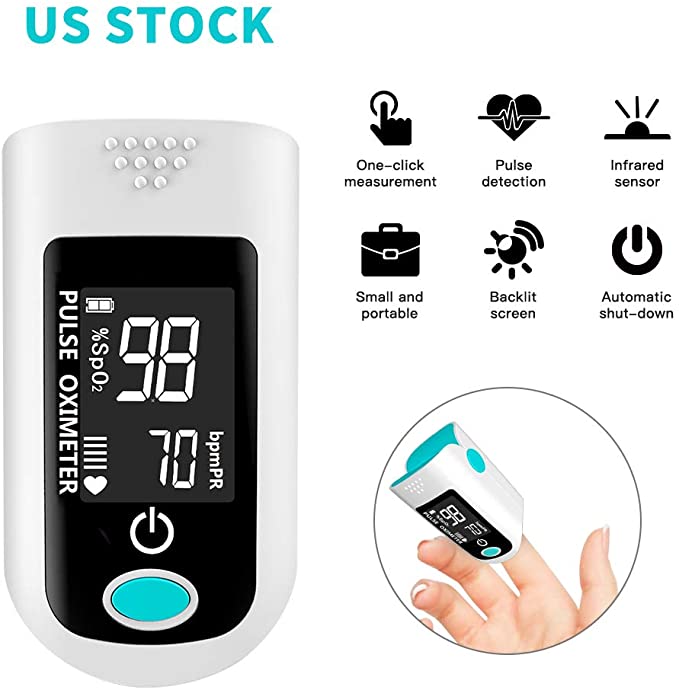AmyHomie Fingertip Oximeter,Blood Measure Oxygen Meter Heart Rate Tracker,Oxygen Saturation Monitor with LED Screen Digital Readings for Pulse Rate