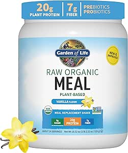 Garden of Life Vegan Protein Powder Raw Organic Meal Replacement Shakes Vanilla Bundle - 28 and 14 Servings