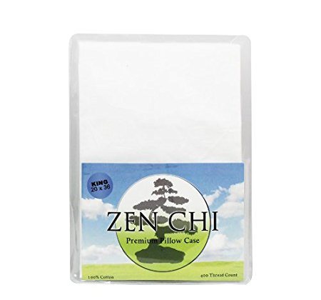 King Sized Pillow Case - Zen Chi 100% 400 Thread Count Premium Pillow Case - Fits All King Pillows (20" X 36")