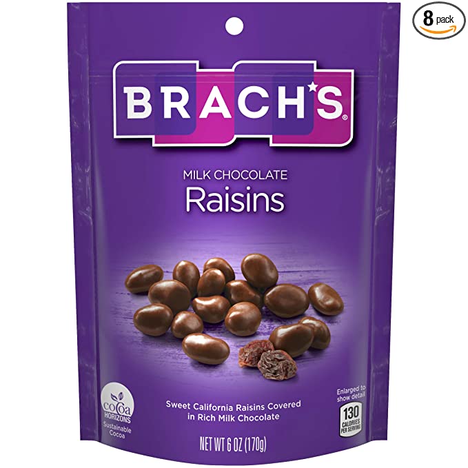 Brach's Milk Chocolate Raisins, 6 Ounce, Pack of 8