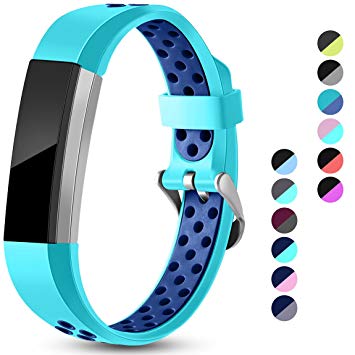 Maledan Replacement Bands Compatible for Fitbit Alta, Fitbit Alta HR and Fitbit Ace, Accessory Sport Bands Air-Holes Breathable Strap Wristbands with Stainless Steel Buckle for Women Men Kids