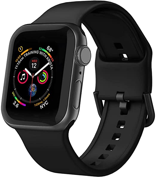 CCnutri Compatible for Apple Watch Band 38mm 40mm 42mm 44mm, Soft Silicone Replacement Bands with Color Clasp for Apple iWatch SE 6/5/4/3/2/1 Women Men