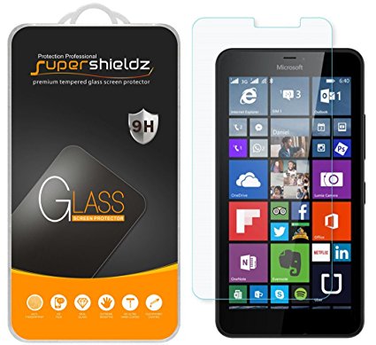 [2-Pack] Supershieldz for Microsoft "Lumia 640 XL" Tempered Glass Screen Protector, Anti-Scratch, Anti-Fingerprint, Bubble Free, Lifetime Replacement Warranty