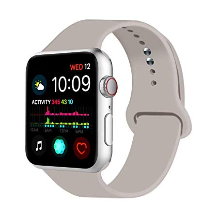Uitee Sport Watch Band Compatible with Apple Watch 38mm 40mm 42mm 44mm, Soft Silicone Bands Replacement Strap Compatible with Apple Watch Series 4/3/2/1 S/M M/L