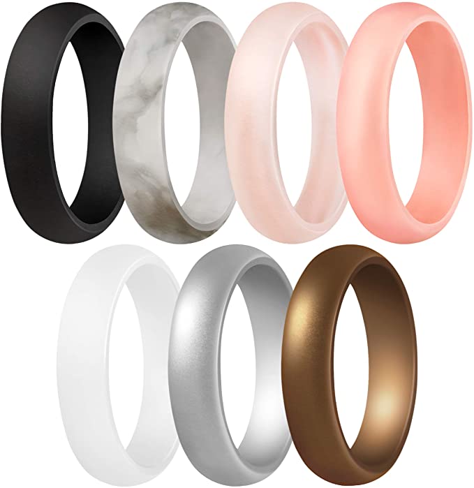ThunderFit Silicone Rings, Silicone Wedding Bands for Women - 5.5 mm wide - 2mm Thick