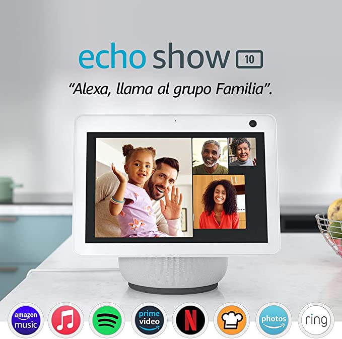 Echo Show 10 (3.ª generación) | Pantalla inteligente HD con movimiento y Alexa, Blanco