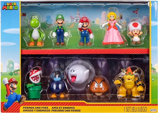 Super Mario Nintendo Figures, Set of 10, Friends and Enemies, 6.5 cm