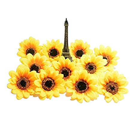 Artificial Flowers Heads/Gerbera Daisy Flowers Heads/Silk Sunflowers sun Flower Heads for DIY Wedding Party (2.8",25, Yellow)