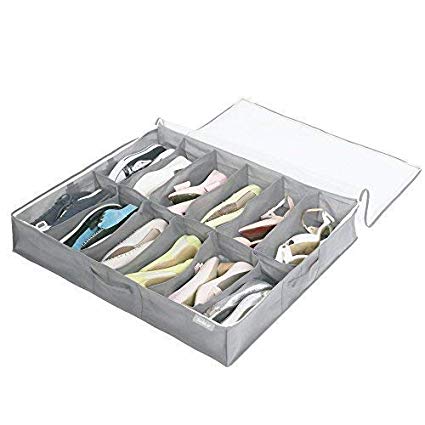 Surblue 12 Pairs Under-Bag Shoe Organizer Storage Bag with Transparent Skylight and Zippered Closure 1 PC