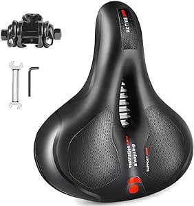 Comfort Bike Saddle Seat with Dual Shock Absorbing Ball,Thickened Memory Foam,Waterproof Universal Replacement Wide Bicycle Saddle Seat for Bike/Road MTB Exercise Indoor Cycling