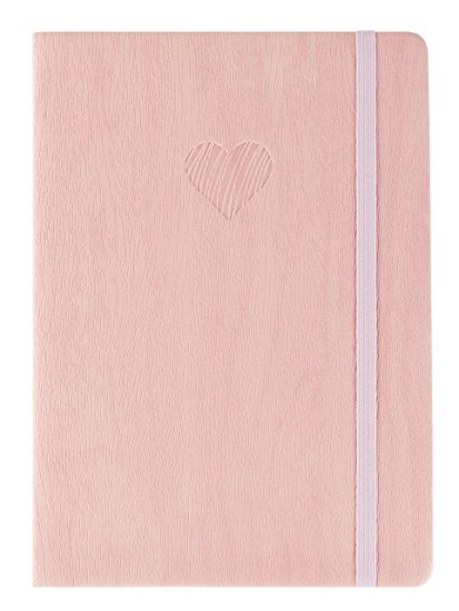 Red Co Journal with Embossed Heart, 240 Pages, 5"x 7" Lined, Pink