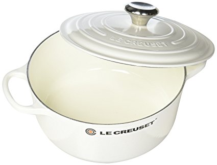 Le Creuset LS2501-2416SS Signature Round Dutch Oven, 4.5 quart, White