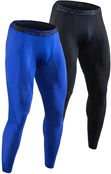 DEVOPS 2 Pack Men's Compression Pants Athletic Leggings with Pocket