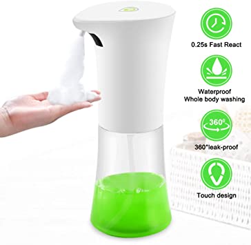 CrazyFire Automatic Soap Dispenser, 300ML Waterproof Touchless Foam Soap Dispenser, Simple Hands Free Soap Dispenser with Battery Operated for Bathroom Toilet School Office