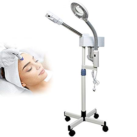 Professional Ozone Facial Steamer 5X LED Floor Magnifying Lamp 2 in 1 Facial Steamer Salon Spa Beauty Facial Clean Skin Care Equipment