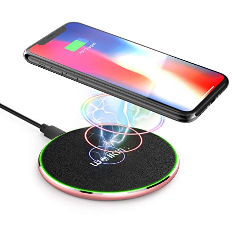 Wireless Charger, Weikin 10W Qi Wireless Fast Charger Pad Compatible with iPhone X/XS/XR/XS Max/8/8Plus Samsung Galaxy S9/S9 Plus Note 8 S8/S7/S7 Plus (AC Adapter Not Included), Rose Gold