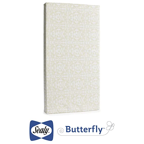 Sealy Butterfly Waterproof Ultra Firm Standard Crib & Toddler Mattress, 52” x 28”