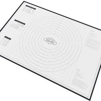BakeitFun X-Large Silicone Pastry Mat With Measurements 335 x 225 Full Sticks To Countertop For Rolling Dough Conversion Information Included Perfect Fondant Surface Professional Size Black