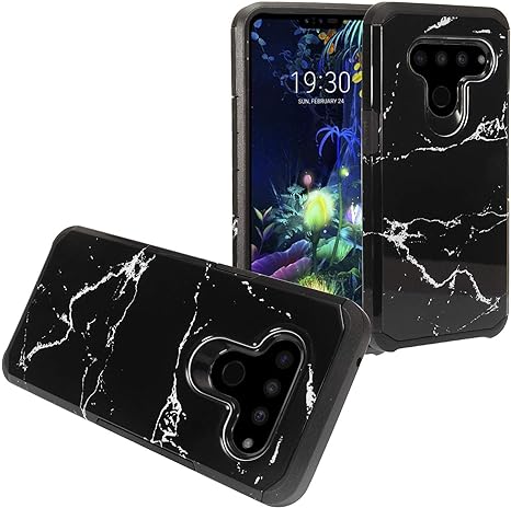 Z-GEN - Compatible with LG V50 ThinQ - Hybrid Image Phone Case - AD1 Black Marble