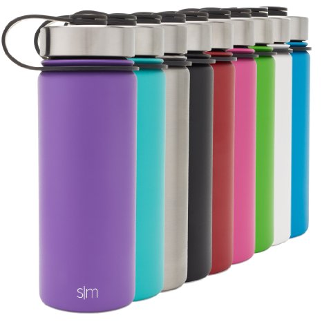 Simple Modern Vacuum Insulated Stainless Steel 18oz Water Bottle - Summit Wide Mouth Thermos - Double Walled Flask - Powder Coated Hydro Canteen