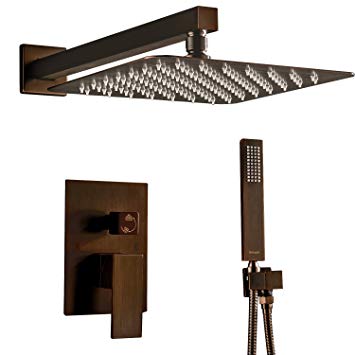 Artbath Bronze Shower System,Wall Mounted Luxury Rain Mixer Shower Faucet Set with Showerhead and Handheld Shower Head System(Contain Shower Faucet Rough-In Mixer Valve body and trim),Bronze