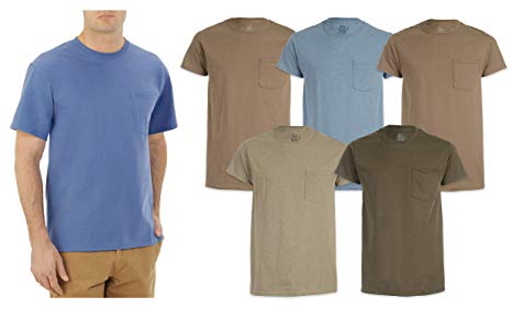 Fruit of the Loom Men's Pocket T-Shirts 5-Pack Assorted Colors. Sizes- M-XL