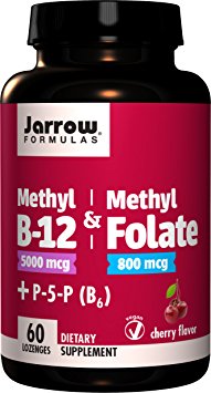 Jarrow Formulas Methyl B-12 & Methylfolate   P5P (B6) Lozenges, Cherry, 60 Count