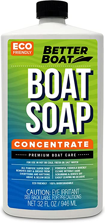 Premium Grade Boat Soap Marine Concentrate Cleaner Boat Wash Soap and Wax for Fresh and Salt Water Use Clean Fiberglass Boat Hulls Boat Cleaning Supplies RV Products Boat Cleaner