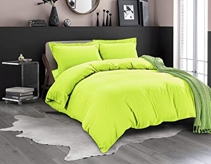 Elegant Comfort Luxury 3-Piece Duvet Cover Set - Ultra Soft 1500 Thread Count Egyptian Quality Hotel Collection - Comforter Cover with Button Closure and 2 Pillow Shams, King/California King, Lime