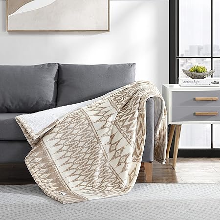 Eddie Bauer - Heated Throw Blanket, Warming Bedding with Indetectable Wires, Impossible to Feel Invisiwire Technology & Cozy Sherpa Reverse, Throw, Decorative Stripe Oyster