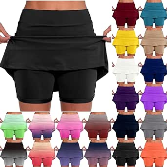 Womens Skorts with Pockets Tummy Control Plus Size Skorts for Women High Waist Athletic Sports Skirt Shorts