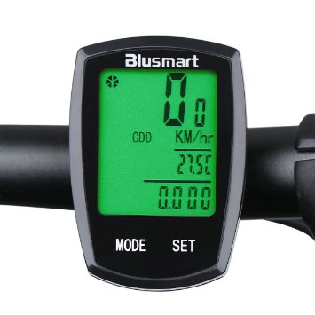 Blusmart Wireless Touch Mode Bike Computer Waterproof Automatic Wake-up Large LCD Screen Display with Green Backlight 22 Function Bicycle Odometer
