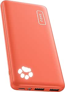 INIU Portable Charger, USB C Slimmest Triple 3A High-Speed 10000mAh Phone Power Bank, Flashlight External Battery Pack Compatible with iPhone 15 14 13 12 11 Samsung S21 S20 Google LG iPad, etc(Orange)