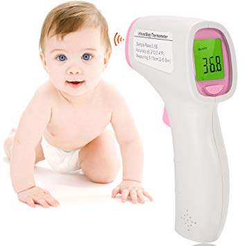 Funmily Baby Forehead Thermometer Digital Fever Watch, Infrared Non Contract LCD Display Gun Thermometer Kids Infants Adults Body & Surface Modes All Ages