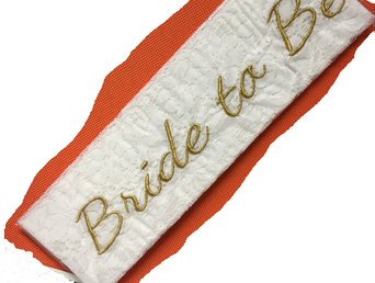Embroidered Lace Bride to Be Bachelorette Sash - White